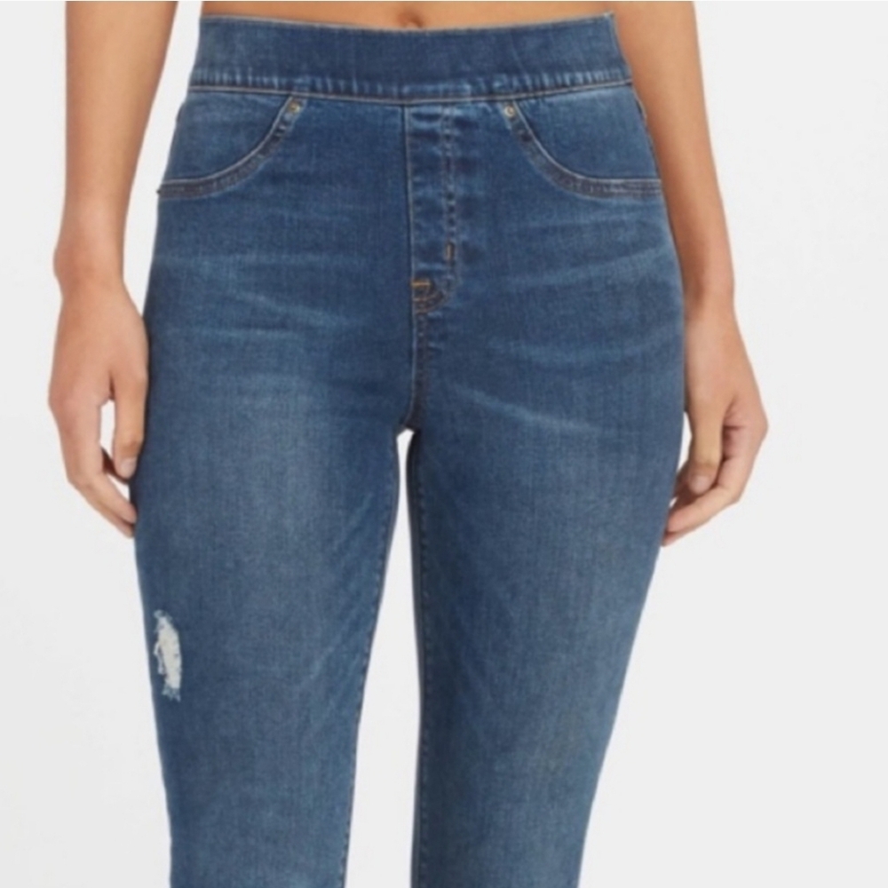 SPANX Distressed Ankle Skinny Jeans Raw Hem Size Medium